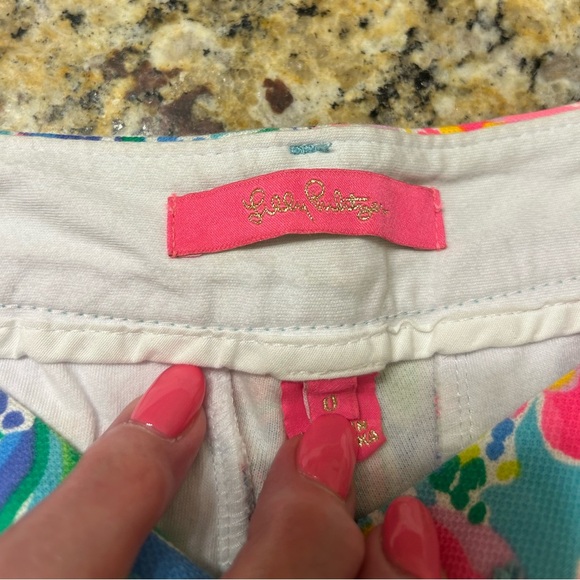 Lilly Pulitzer High Waist Blue and Pink Shorts - Picture 3 of 3